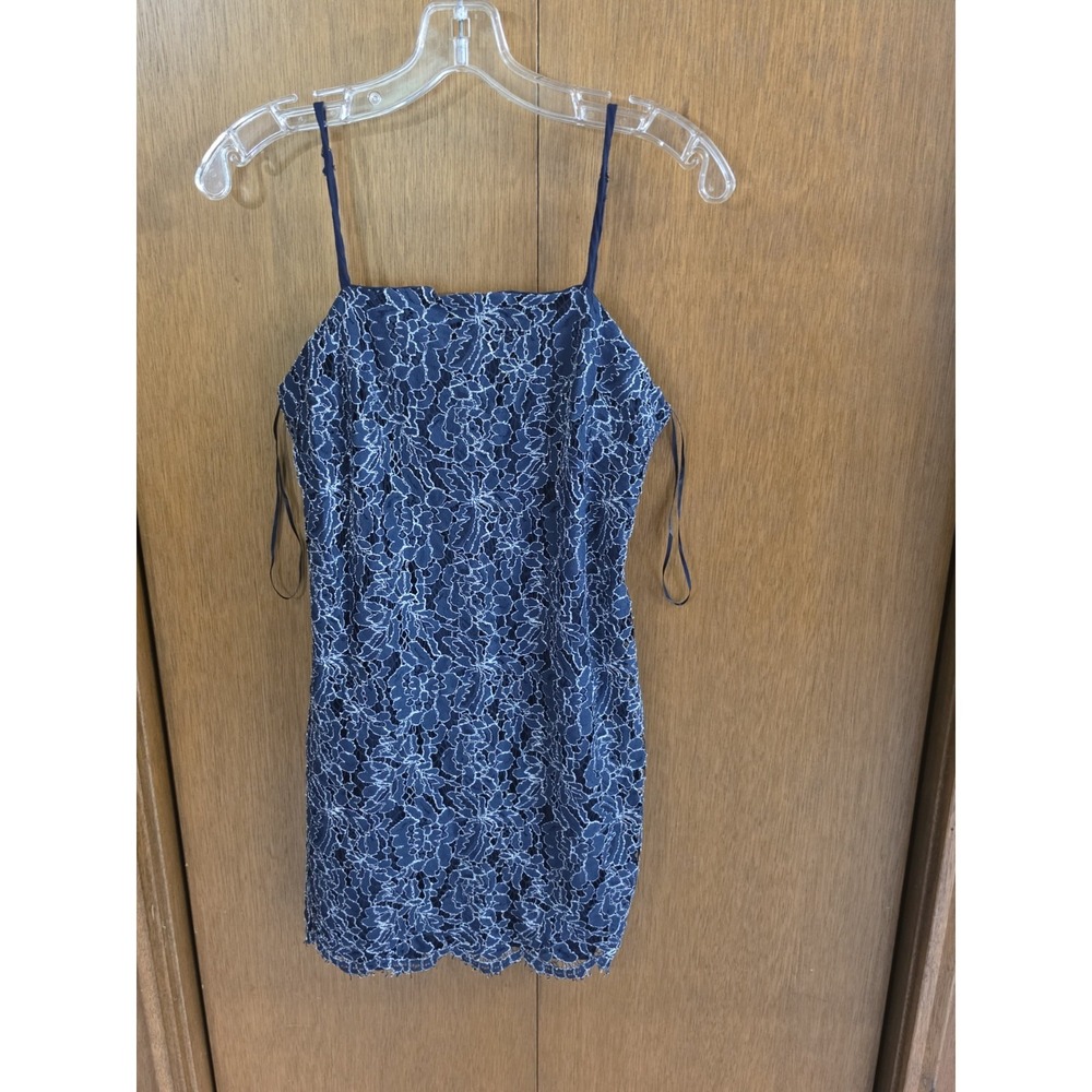 Mi Ami Dress Womens Large Navy Blue Sleeveless Floral Mini Dress